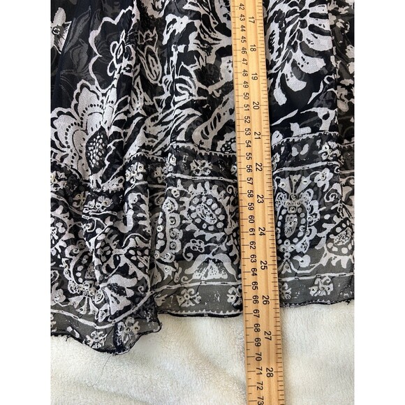 VTG Mixit Dress Sze 10 Sheer Silk Beaded Flowy Ethereal Romantic Y2k Black White - Picture 8 of 13